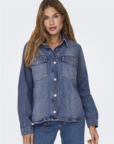 Only - Onlella Pocket Skjorte - Medium Blue Denim